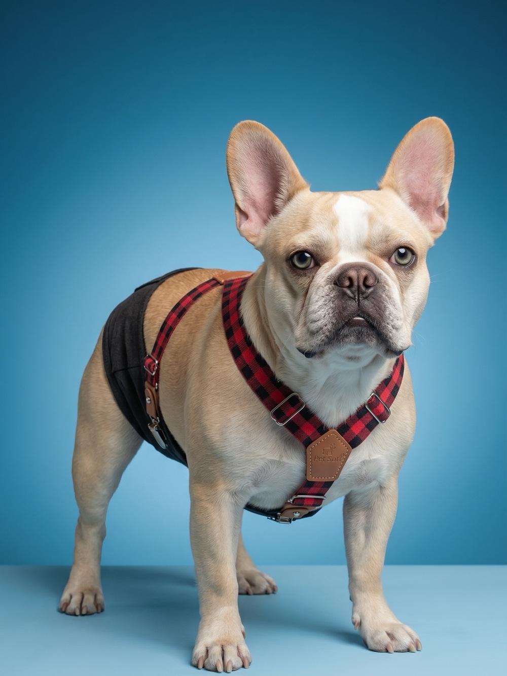 Pet Soft Pet 2 Pack Suspenders for Dogs - Red and Black Plaid - Size XS